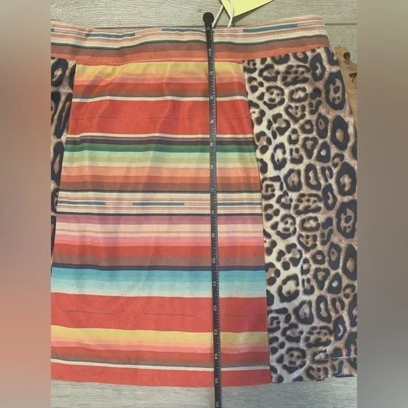 Fashion Express Striped Multicolored Leopard Print Western Mini Skirt - Picture 7 of 9